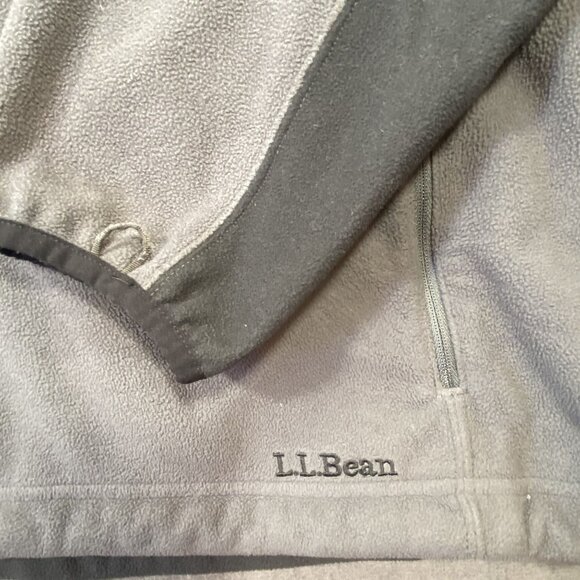 L.L. Bean Mens Gray Fleece Jacket L Reg Full Zip Outerwear With Black Accents - Picture 6 of 16